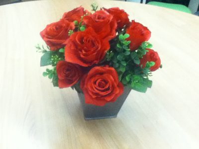 red rose centrepiece